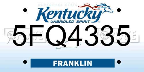 5FQ4335 Kentucky License Plate