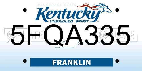 5FQA335 Kentucky License Plate