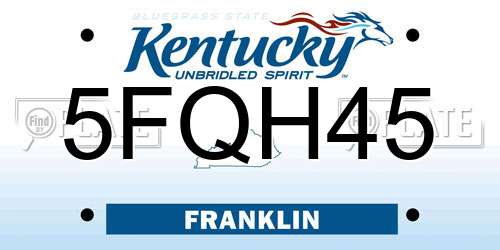 5FQH45 Kentucky License Plate