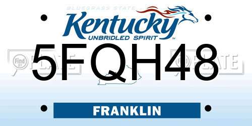 5FQH48 Kentucky License Plate