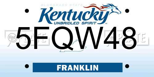 5FQW48 Kentucky License Plate