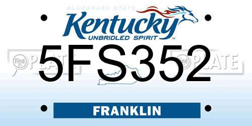 5FS352 Kentucky License Plate