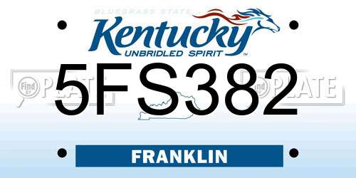 5FS382 Kentucky License Plate
