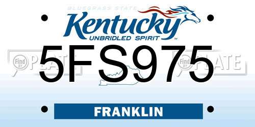 5FS975 Kentucky License Plate