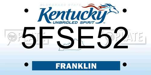 5FSE52 Kentucky License Plate