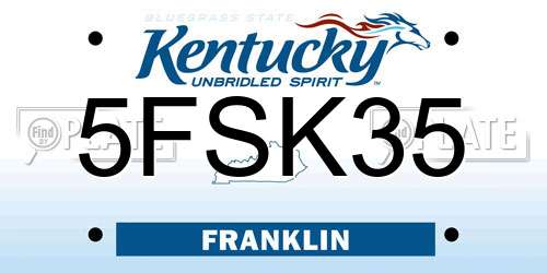 5FSK35 Kentucky License Plate