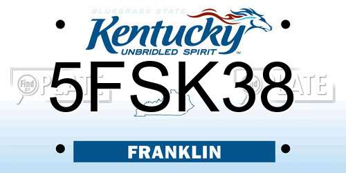 5FSK38 Kentucky License Plate
