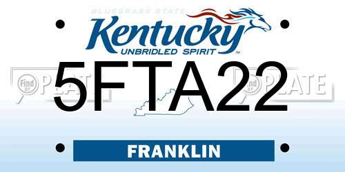 5FTA22 Kentucky License Plate