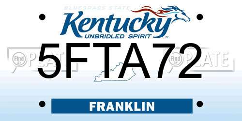 5FTA72 Kentucky License Plate
