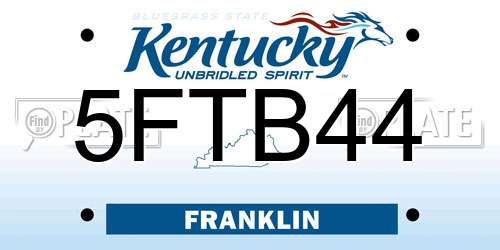 5FTB44 Kentucky License Plate