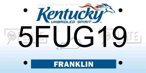 5FUG19 Kentucky License Plate