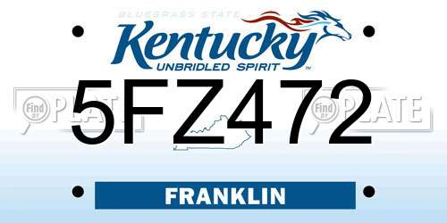 5FZ472 Kentucky License Plate