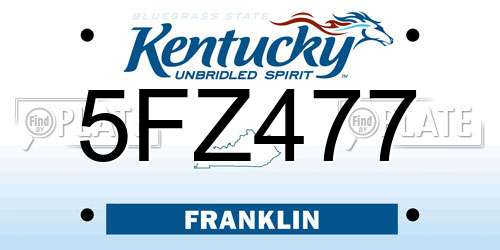 5FZ477 Kentucky License Plate
