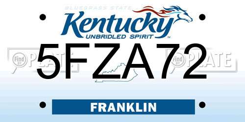 5FZA72 Kentucky License Plate