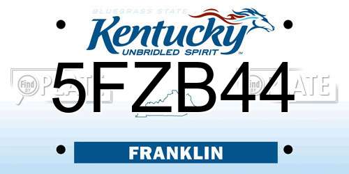 5FZB44 Kentucky License Plate