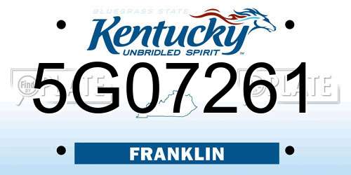 5G07261 Kentucky License Plate