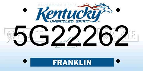 5G22262 Kentucky License Plate
