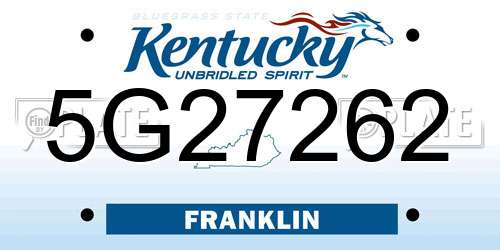 5G27262 Kentucky License Plate