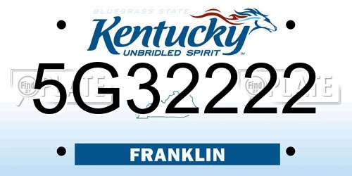 5G32222 Kentucky License Plate