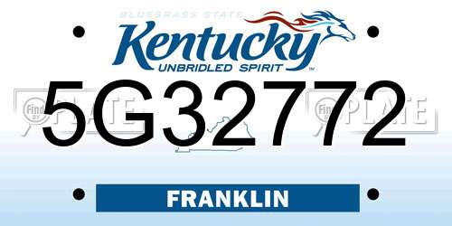5G32772 Kentucky License Plate