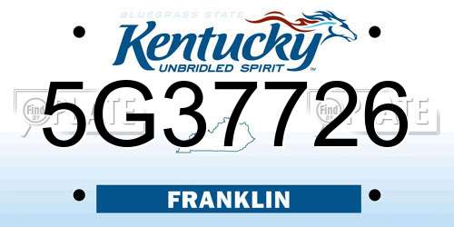 5G37726 Kentucky License Plate