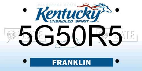 5G50R5 Kentucky License Plate