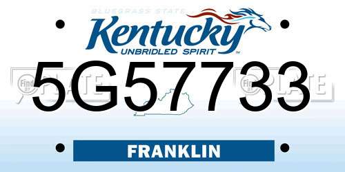 5G57733 Kentucky License Plate