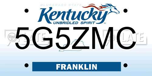 5G5ZMC Kentucky License Plate