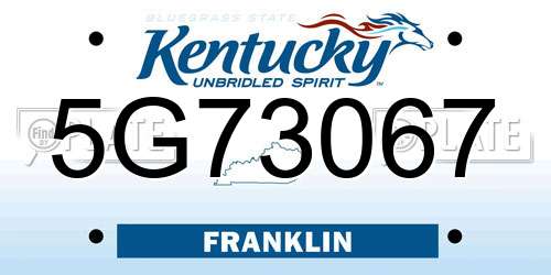 5G73067 Kentucky License Plate