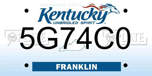 5G74C0 Kentucky License Plate