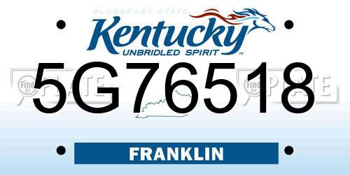 5G76518 Kentucky License Plate