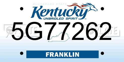 5G77262 Kentucky License Plate