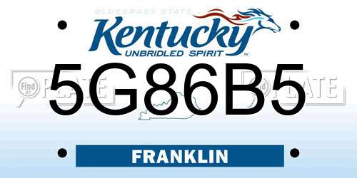 5G86B5 Kentucky License Plate