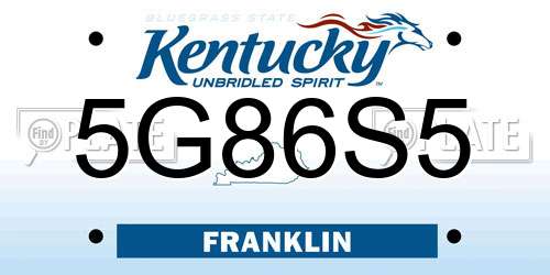 5G86S5 Kentucky License Plate