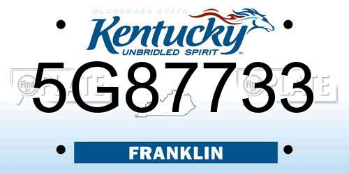 5G87733 Kentucky License Plate