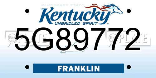 5G89772 Kentucky License Plate