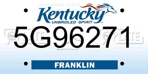 5G96271 Kentucky License Plate