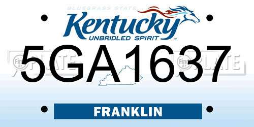 5GA1637 Kentucky License Plate