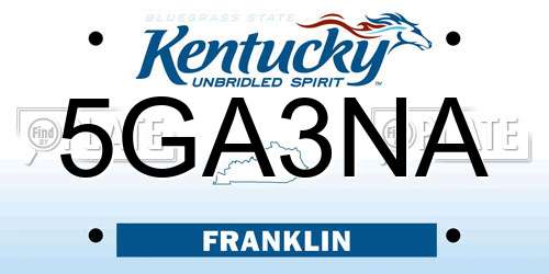 5GA3NA Kentucky License Plate