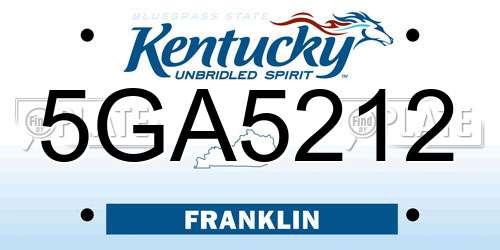 5GA5212 Kentucky License Plate