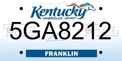 5GA8212 Kentucky License Plate