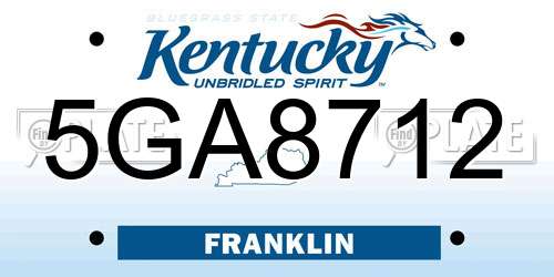 5GA8712 Kentucky License Plate