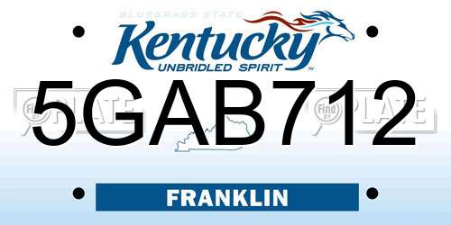 5GAB712 Kentucky License Plate