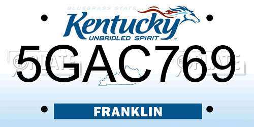 5GAC769 Kentucky License Plate