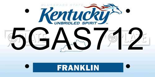 5GAS712 Kentucky License Plate