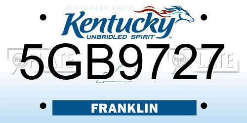 5GB9727 Kentucky License Plate