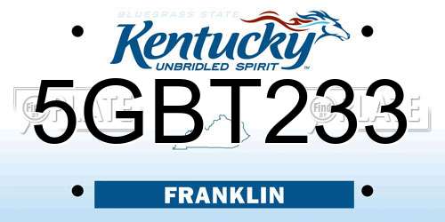 5GBT233 Kentucky License Plate