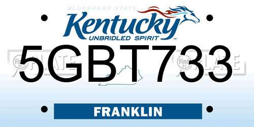 5GBT733 Kentucky License Plate