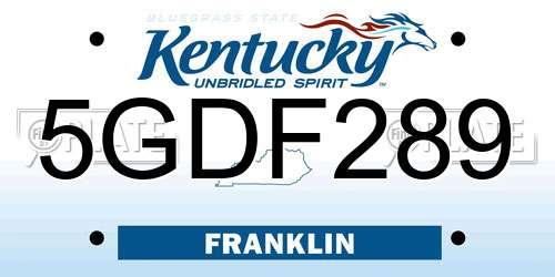 5GDF289 Kentucky License Plate