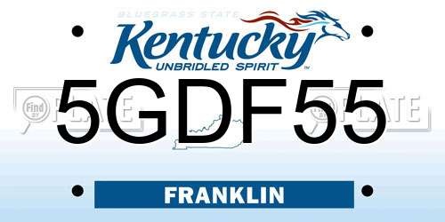 5GDF55 Kentucky License Plate